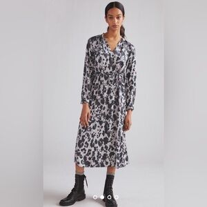 Anthropologie Cloth & Stone Leopard Midi/Maxi Dress Purple Modern Animal Print